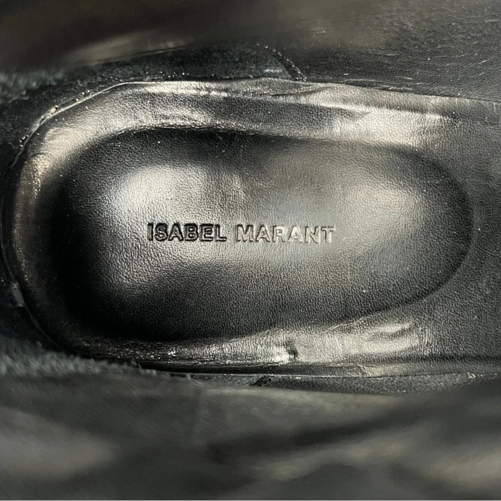 Isabel Marant Dawyna Black Leather Silver Studded Western Pointed Ankle Boots. - Picture 7 of 8